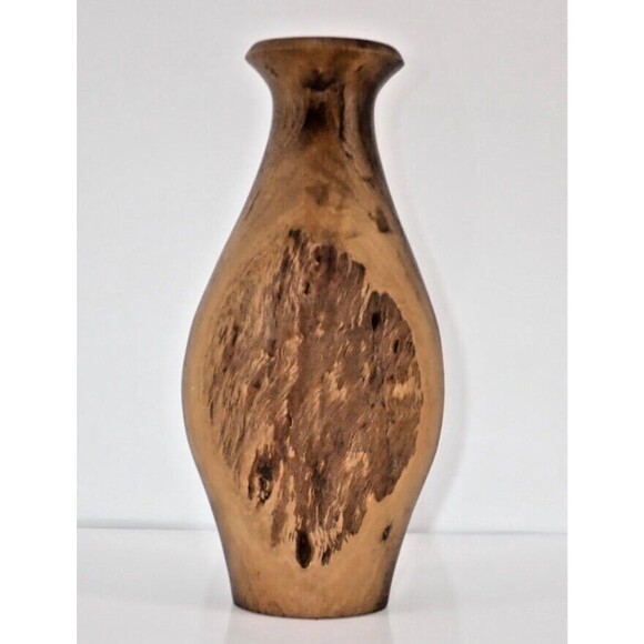 Handmade Australian Signed Red Gum Wood Vase K. Mugnaih Natural Finish - Picture 1 of 7